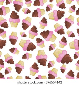 Seamless pattern of cupcake