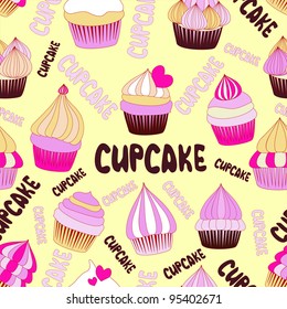 seamless pattern with cupcake