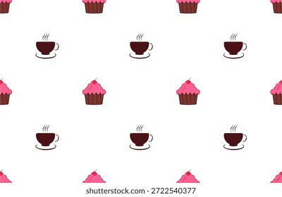 seamless pattern with cupcake and coffee