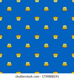 Seamless pattern with cupcake and croissant icons. Food background vector illustration