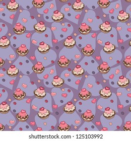 Seamless pattern  of cupcake. Food design