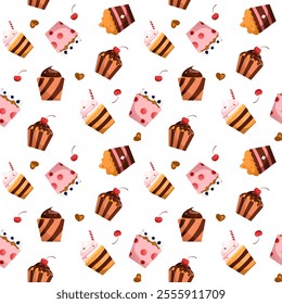 Seamless pattern of cupcake or muffin
