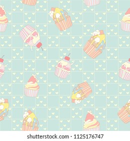 seamless pattern cupcake pastel color