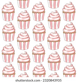 seamless pattern cupcake pink gentle