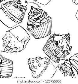 seamless pattern with cupcakes