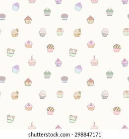 Seamless pattern of cupcakes