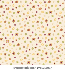 Seamless pattern with cupcakes and baked goods. Surface pattern design. 