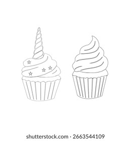 seamless pattern with cupcakes. Cupcake seamless pattern. Set Of cupcake. Cute Cupcakes Seamless Pattern. Vector illustration of cupcakes. Set of cakes.