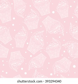 Seamless pattern cupcakes Doodle