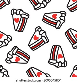 Seamless pattern with Cupcakes with hearts. Vector illustration. Design for Valentines Day