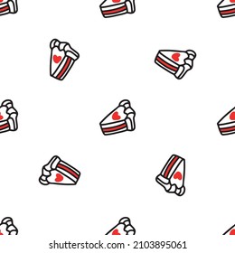 Seamless pattern with Cupcakes with hearts. Vector illustration. Design for Valentines Day