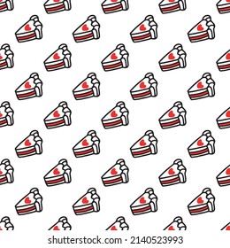 Seamless pattern with Cupcakes with hearts. Vector illustration. Design for Valentines Day