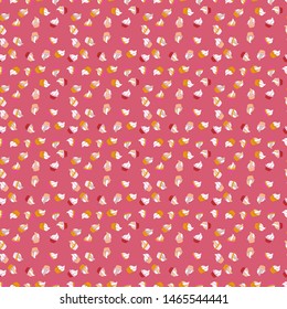 Seamless pattern of cupcakes on a pink, white and neutral background. Wrapping paper. Vector illustration.