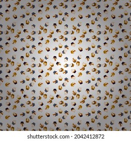 Seamless pattern of cupcakes on a white, blue and orange background. Vector illustration. Wrapping paper.