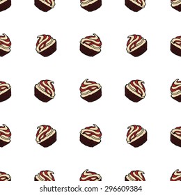 Seamless  pattern with cupcakes on white background. Vector illustration