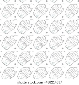 Seamless pattern with cupcakes. Perfect for bakeries and candie shops decoration and branding.