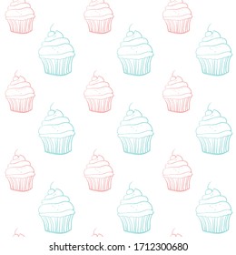 Seamless pattern with cupcakes. Pink and rose cupcakes texture for menu, fabric, wallpapers, covers, greeting cards, wrapping paper and web.