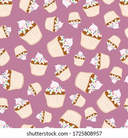 motifs transparents cupcakes crèmes vectorielles bonbons dessert cuisson nourriture couleur illustration confiserie tapisserie papier peint papier textile emballage d'emballage de carte postale banderole