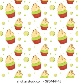 seamless pattern with cupcakes. vector illustration