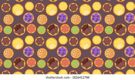 Seamless pattern with cupcakes view from the top. Wallpaper, print, modern textile design, wrapping paper