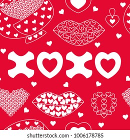 Seamless pattern of cupid day valentines day xoxo vector icon illustration sketch