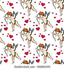 Seamless pattern with cupids