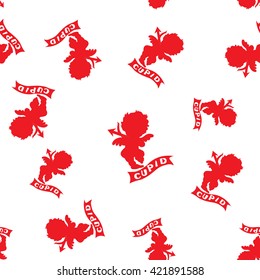 Seamless pattern with cupids