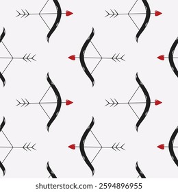 Seamless pattern with cupid's bow and arrows. Valentine's Day concept. Vector illustration on the theme of love