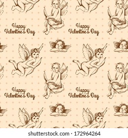 Seamless pattern with cupids, design Valentine's Day