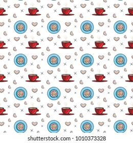 Seamless pattern with cups of coffee