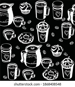 Seamless pattern with cups of coffee, Pattern