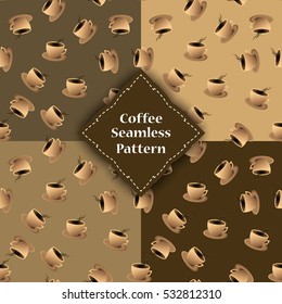 seamless pattern of cups and coffee husk.