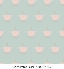 Seamless pattern with cups in dim colors