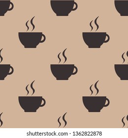 Patrón sin soldadura con tazas sobre fondo marrón. Ilustración del vector