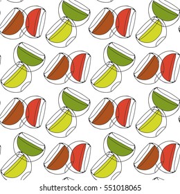 Seamless pattern. Cups of tea glass with double walls.