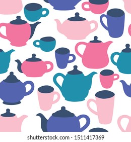 Seamless pattern with cups and teapots - Shutterstock ID 1511417369
