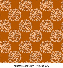Seamless pattern with curl abstract sun
