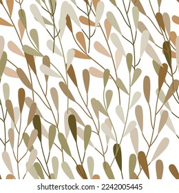 Seamless pattern, curling leaves, blue shades