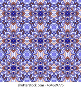 Seamless pattern of curling vines and twisted lines in oriental style. Vector illustration.