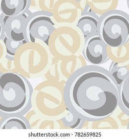 Seamless pattern. Curls of abstract outlines are located chaotically. Six colors.