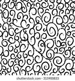 Seamless pattern with curls black line on a white background. Vector
