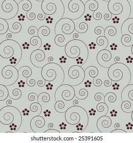 Seamless pattern with curls and flowers