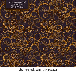 Seamless pattern with curls. Golden ornament. Vector illustration, eps10