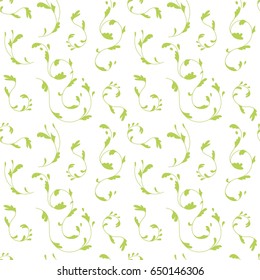 Seamless pattern. Curls, leaves, greens, classics. decor. Web design. Eps 10.