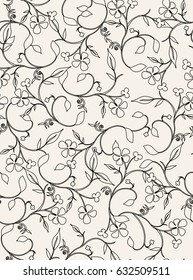 Seamless pattern with curls. Retro vector texture. Classical floral background