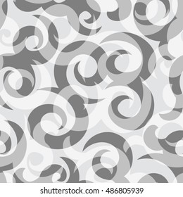 Seamless pattern with curls, stylized steam or smoke
