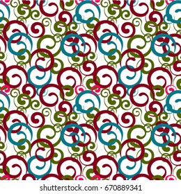 Seamless pattern with curls, unusual