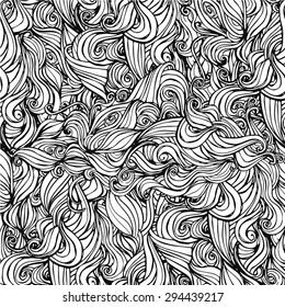 seamless pattern with curly hairs 