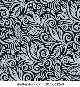 Seamless pattern with curly ornament. Vector hand drawn illustrations 