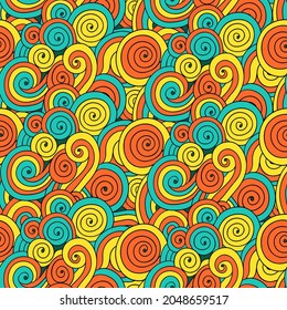 Seamless pattern with curly wave spiral elements for textile design and accessories. 